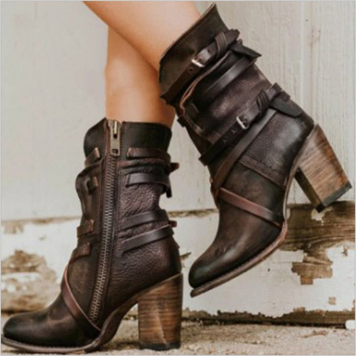 Eudex - Bottes en cuir stylées look rétro