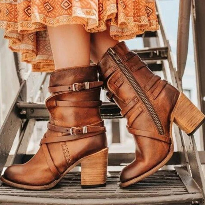 Eudex - Bottes en cuir stylées look rétro