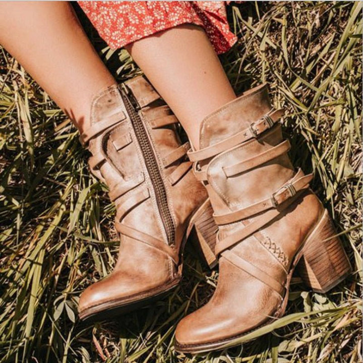 Eudex - Bottes en cuir stylées look rétro