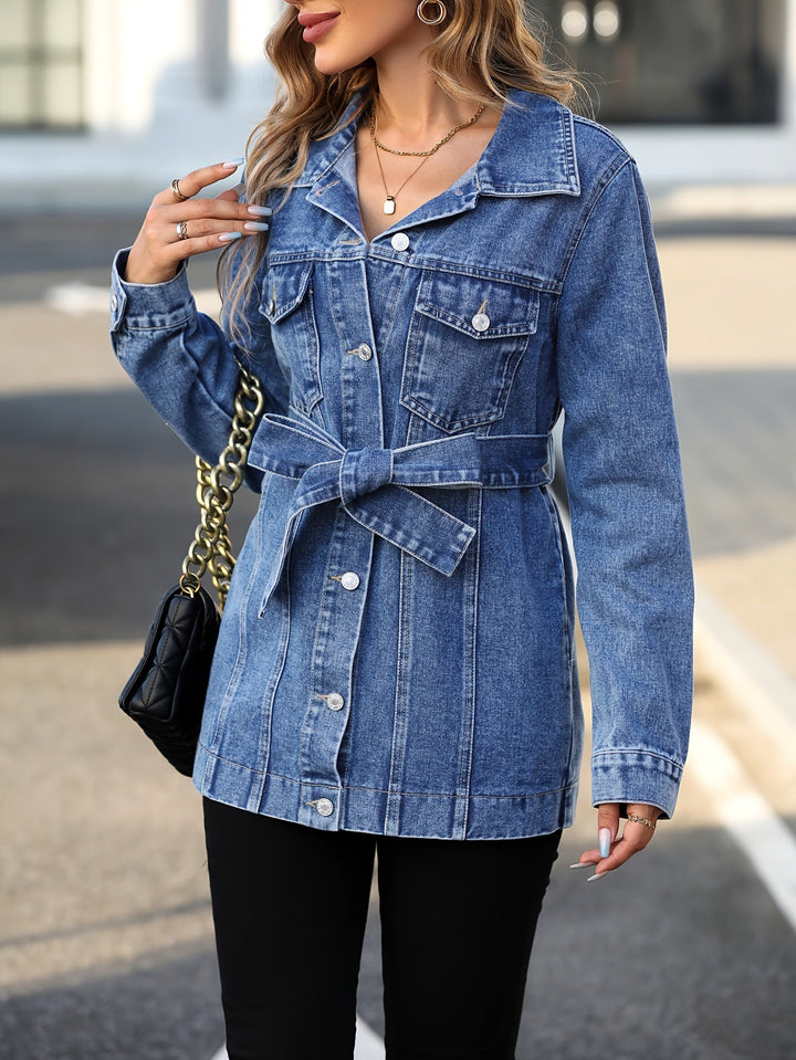 Henna - manteau en jean pour femmes avec poches à rabat