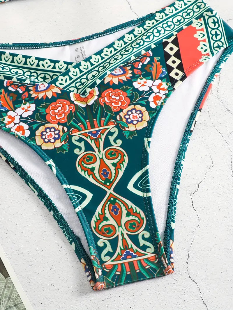 Flora – 2-teiliges Bikini-Set im Crisscross-Stil im Ethno-Stil