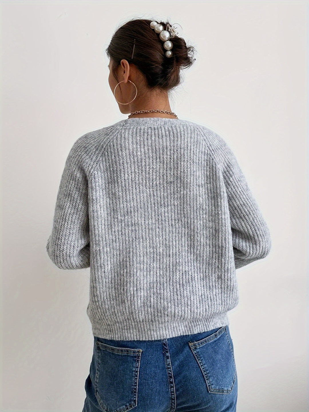 Lässiger warmer V-Ausschnitt Wolle Strickcardigan für Damen | Perfekt für den Alltag