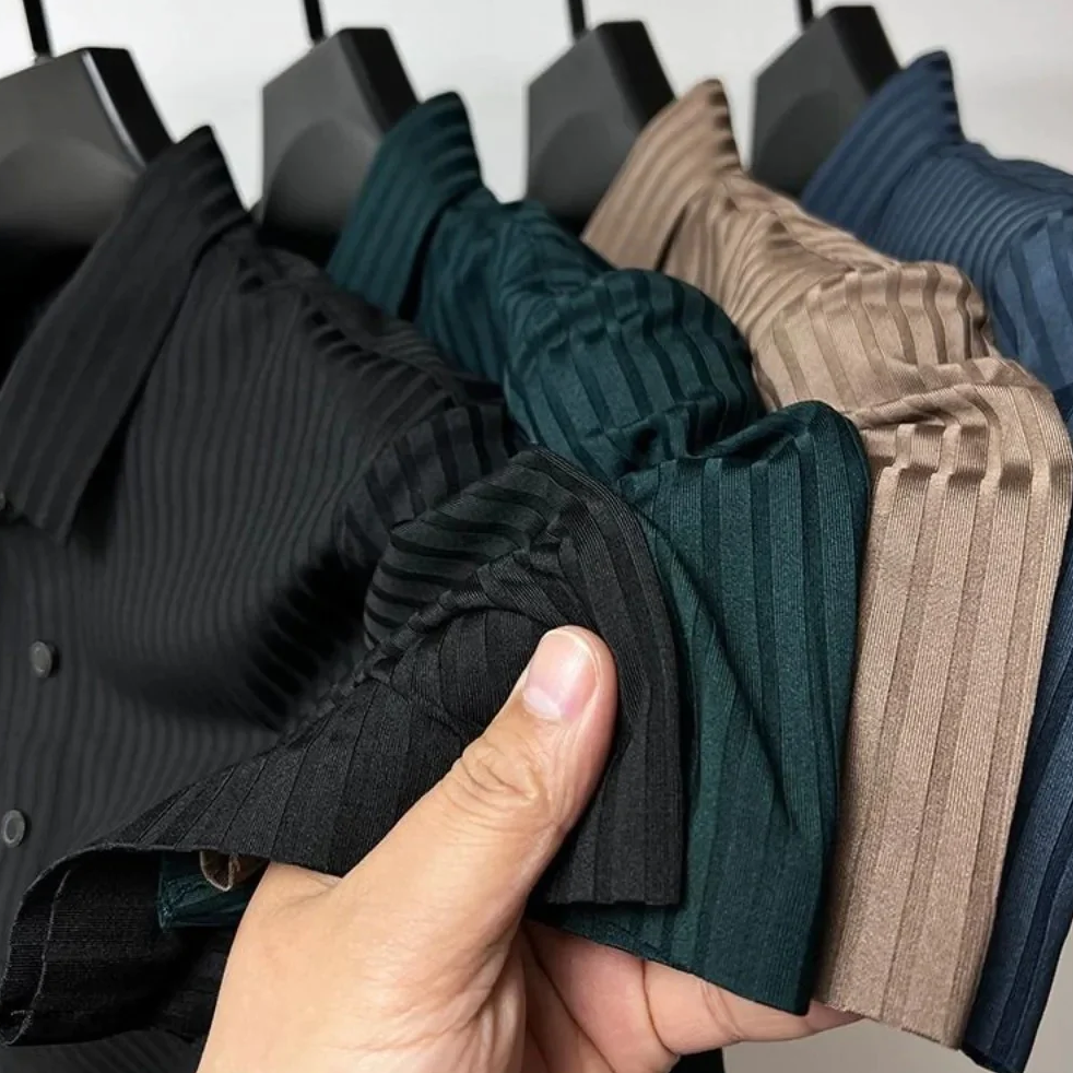 Polo homme à manches courtes avec motif à rayures – Polo d'été pour affaires et loisirs