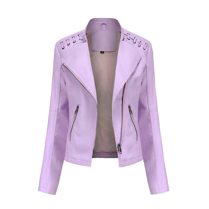 Arline - veste en cuir PU avec fermeture à glissière