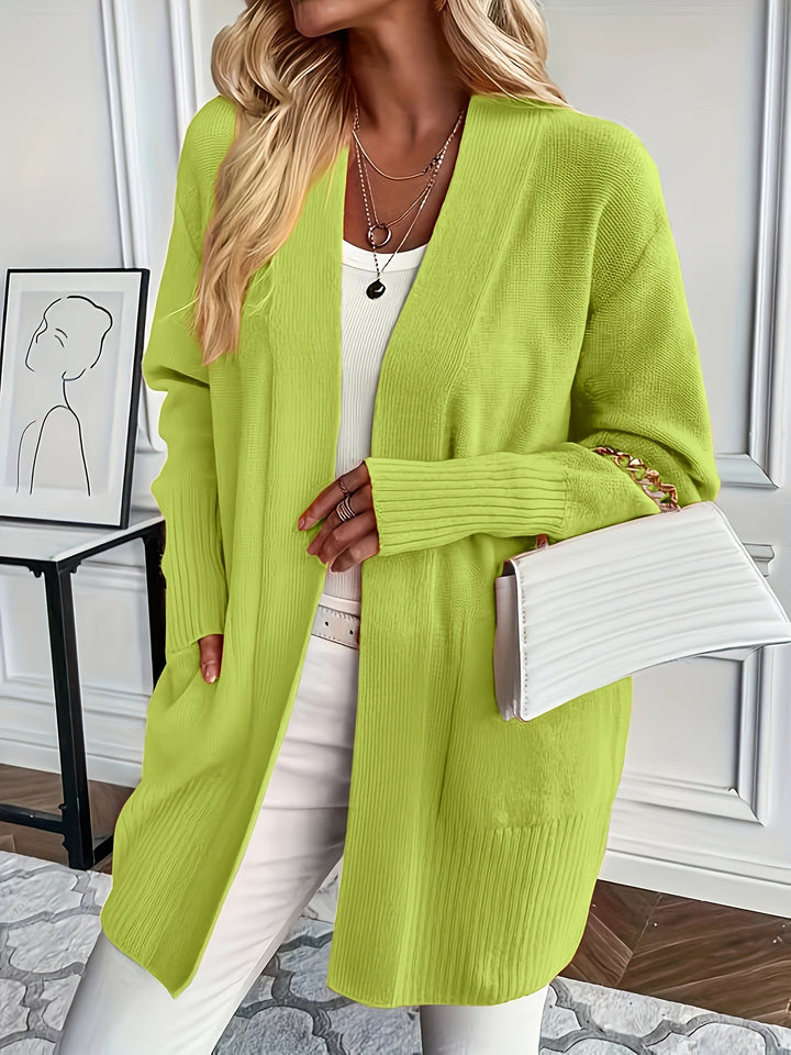 Lässiger Strickwaren-Woll-Cardigan mit Tasche für Damen | Perfekt für den Alltag