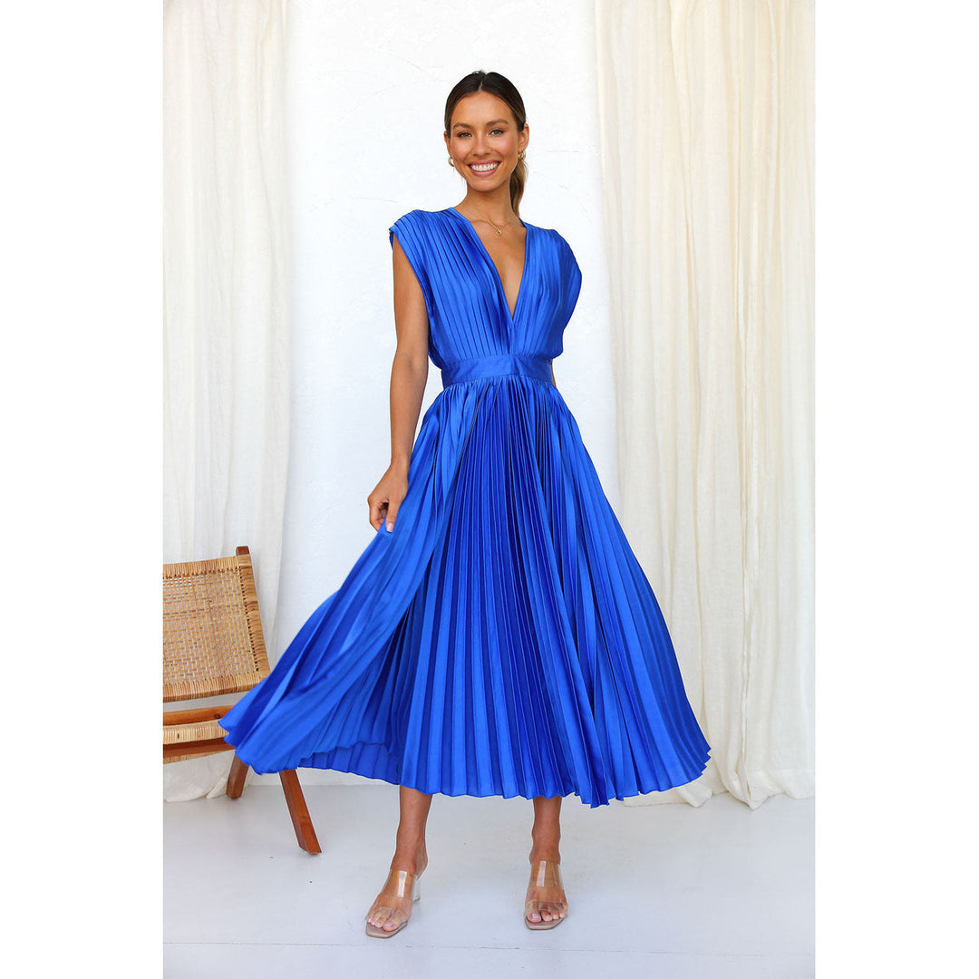 Robe Midi Élégante - Sans Manches - Décolleté V