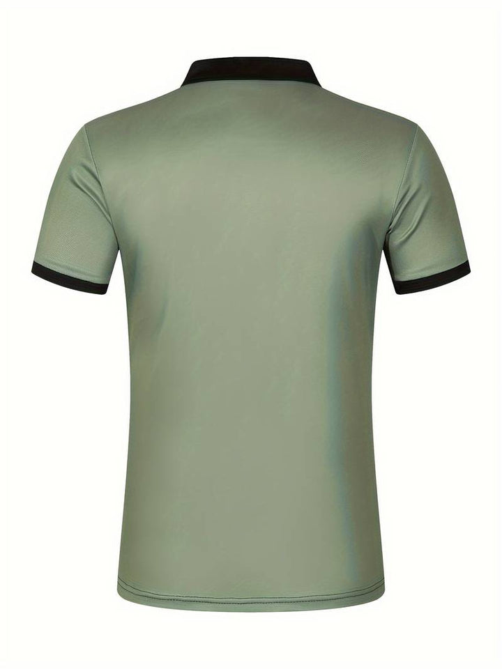 Polo homme à rayures – Chemise à manches courtes avec patte de boutonnage et col contrasté