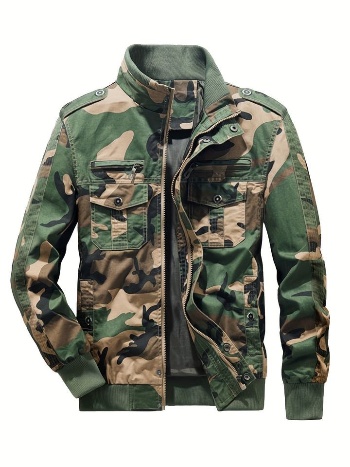 Veste pilote camouflage chaude avec plusieurs poches pour hommes | Parfaite pour les activités de plein air