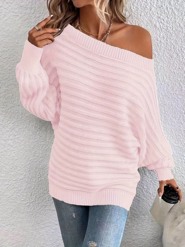 Ausschnitt Schulterfreier Wollpullover mit bequemem Design Pullover Damen | Perfekt für lässige Tage