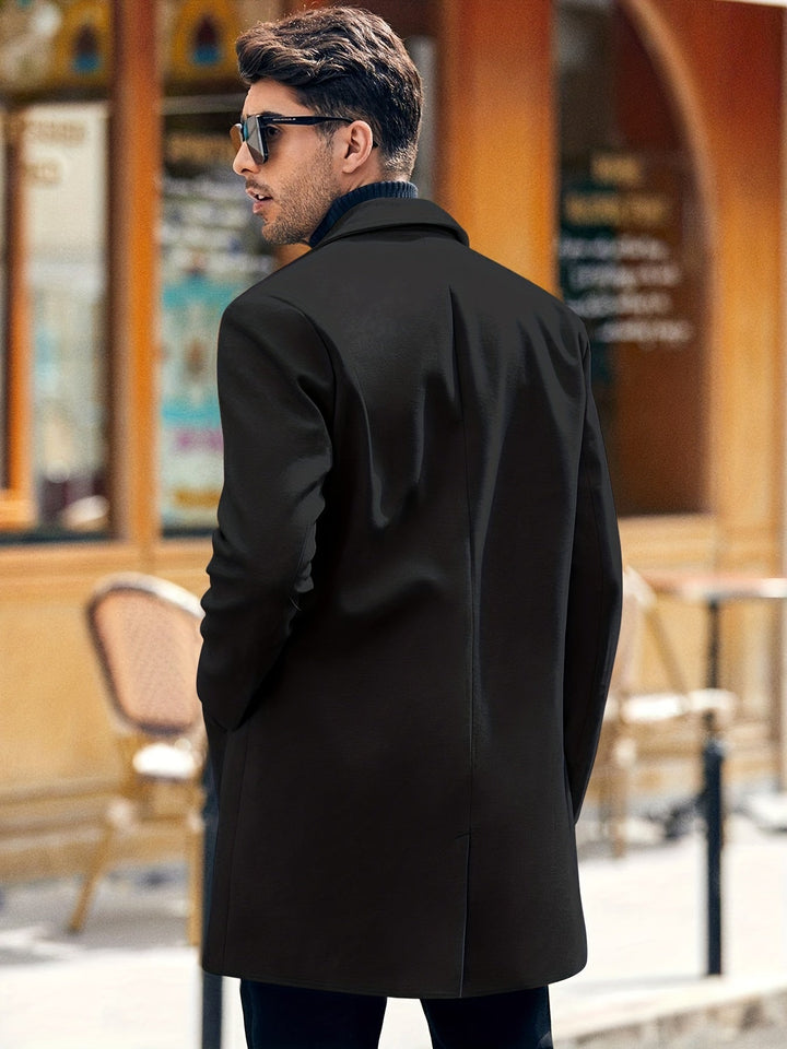 Trench-coat mi-long décontracté à boutons pour hommes | Parfait pour les jours décontractés