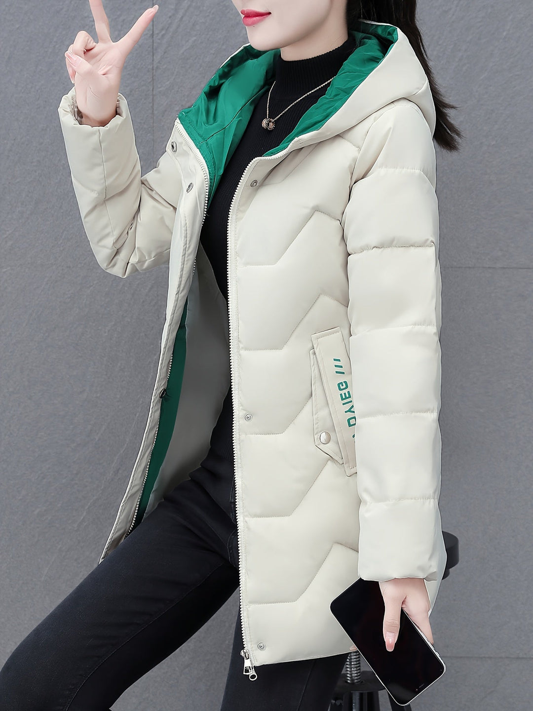 Stilvolle Warme Lange Puffer Winterjacke mit Kapuze für Frauen | Ideal für Winter
