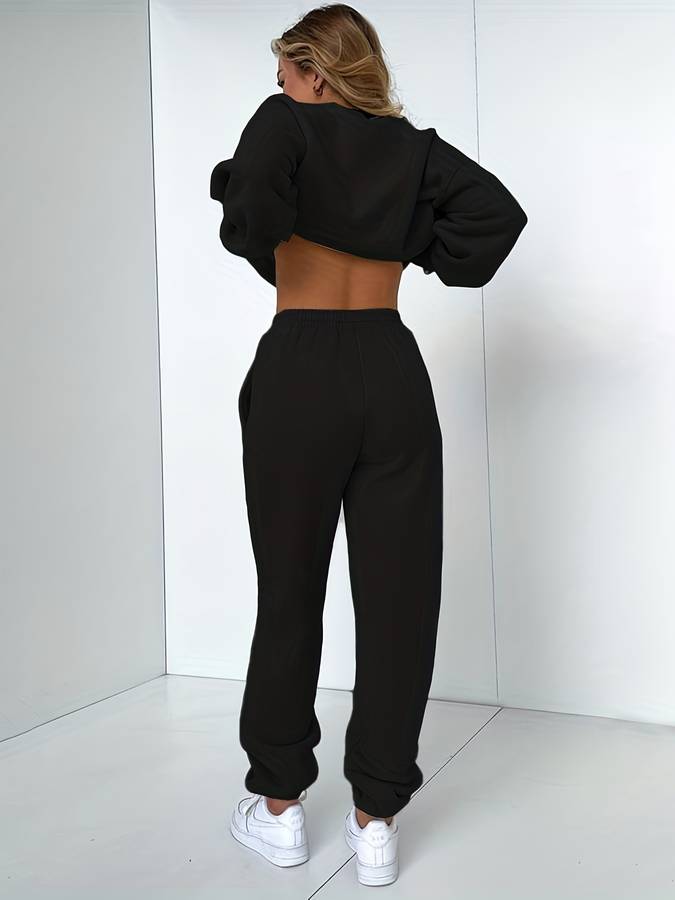 Ensemble sweat deux pièces pour femme – Pull oversize & pantalon de jogging rose pour lounge & style urbain