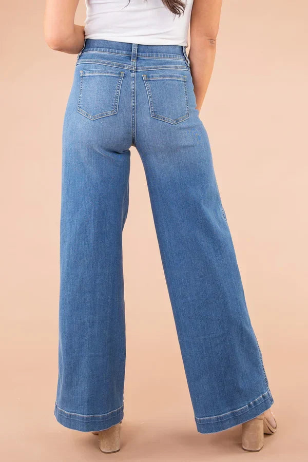 Delphine - Jeans - Classique - Denim Bleu, Design Polyvalent - Adapté au Quotidien pour Femmes