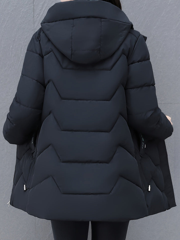 Stilvolle Warme Lange Puffer Winterjacke mit Kapuze für Frauen | Ideal für Winter