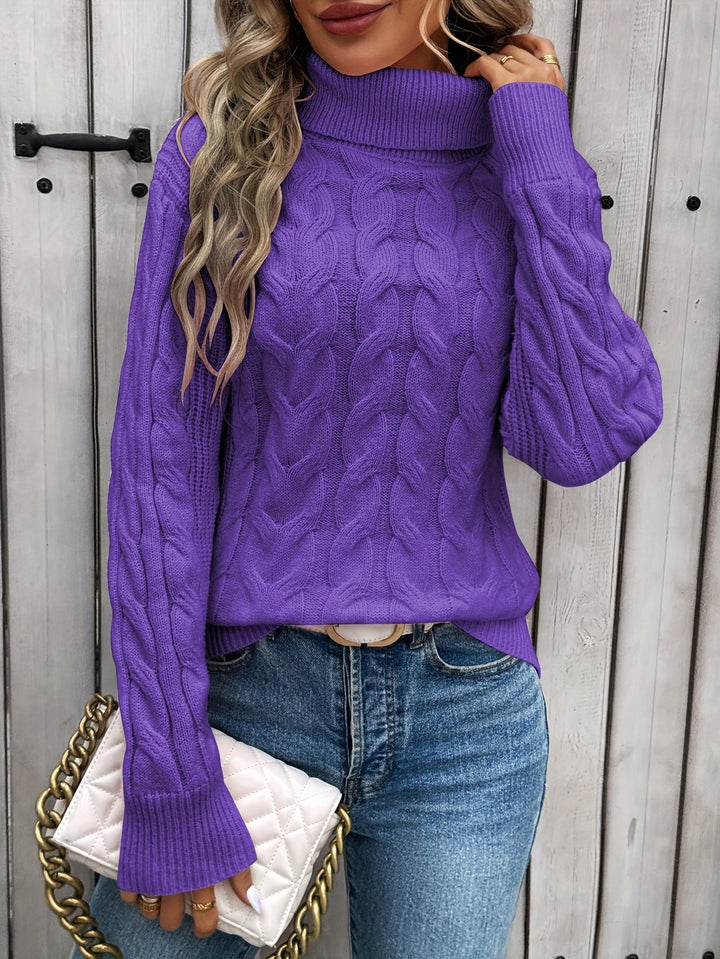 Diann - Pull à col roulé en tricot torsadé pour femmes