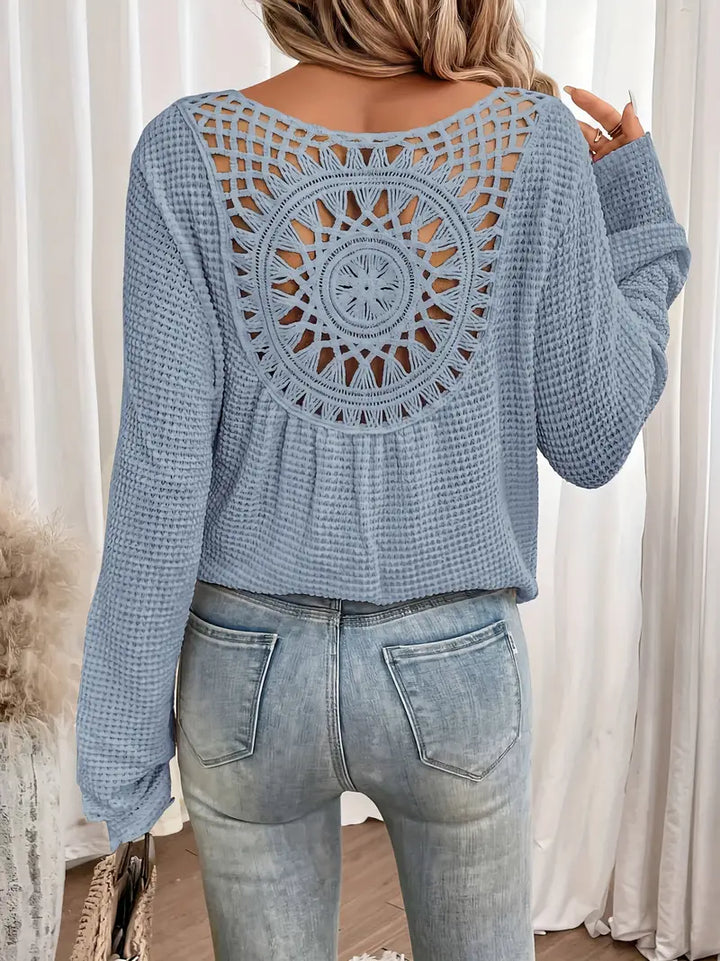 Lillibeth - Pull élégant avec encolure en V gaufrée pour femmes