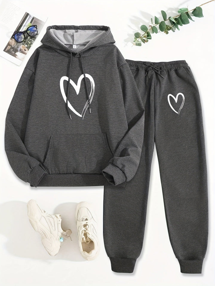 Casual cotton sweater & jogging pants with hood for women | Ideal for autumn/winter