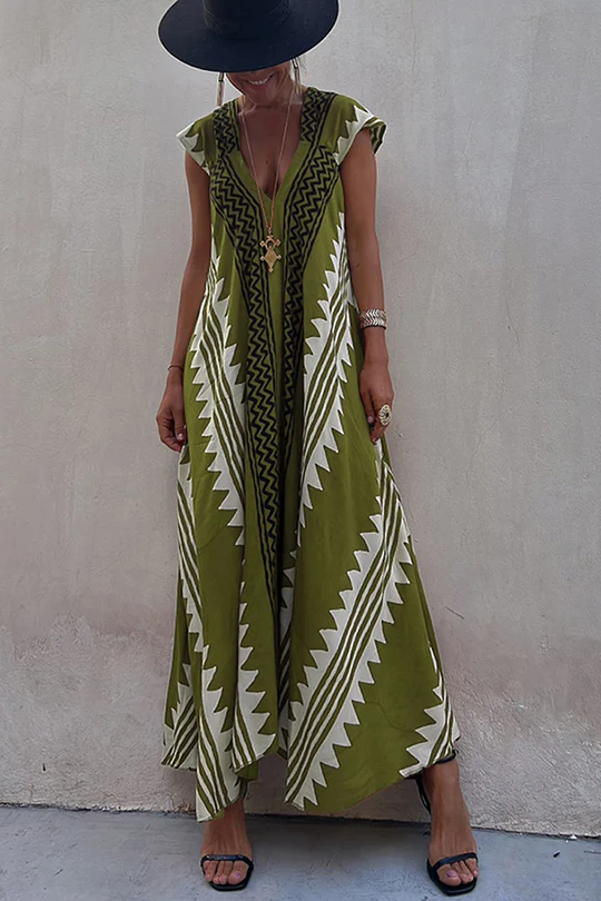 ISA - Robe maxi à imprimé ethnique (en 7 couleurs)