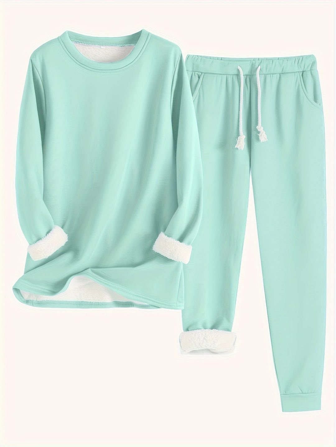 Comodo maglione termico e pantaloni da jogging tinta unita per donna | Perfetto per autunno/inverno