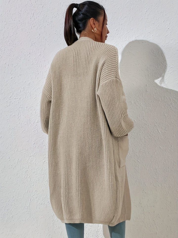 Cardigan en tricot pour femmes – coupe ouverte, long et confortable pour le quotidien et les loisirs
