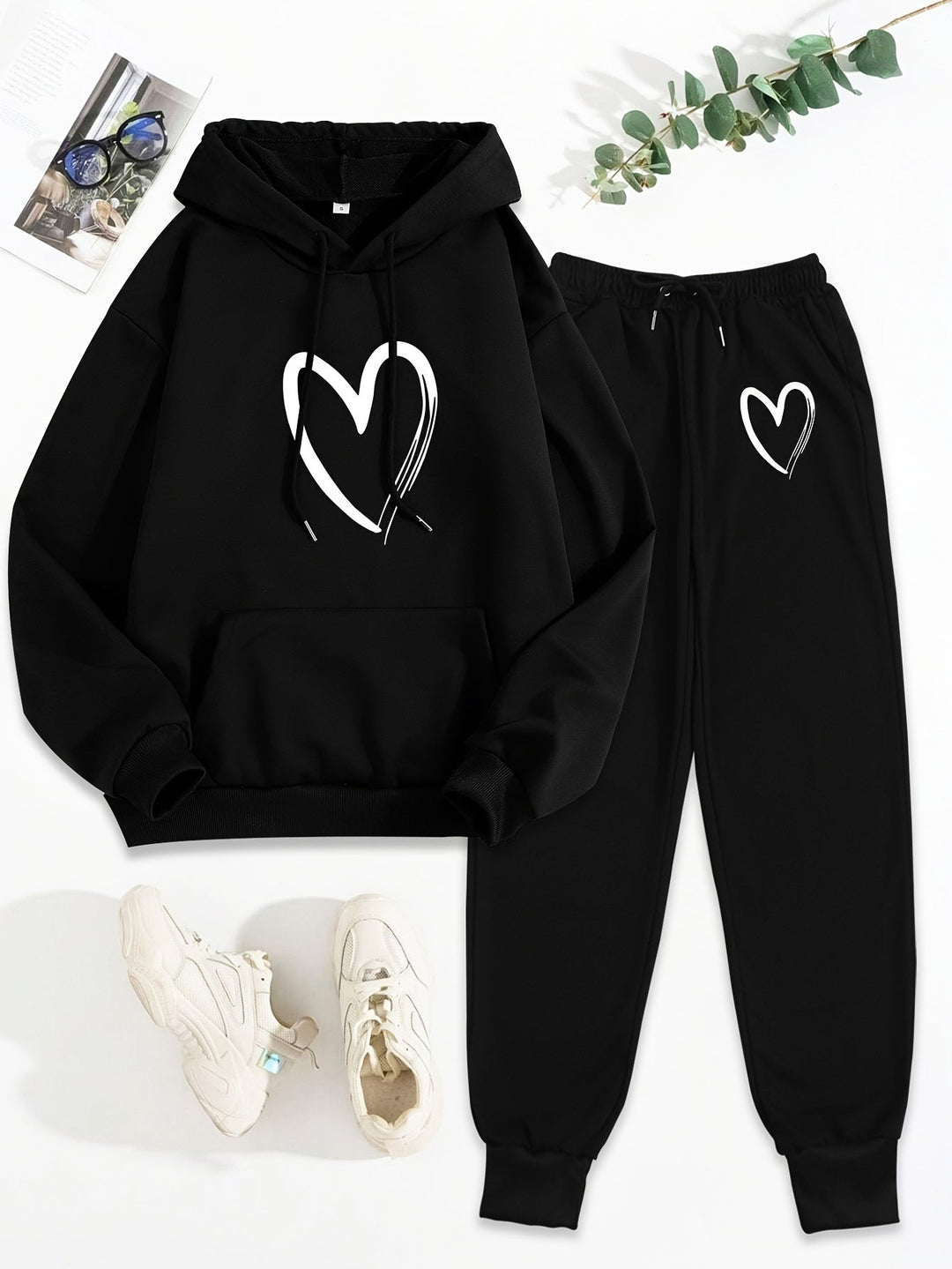 Casual cotton sweater & jogging pants with hood for women | Ideal for autumn/winter
