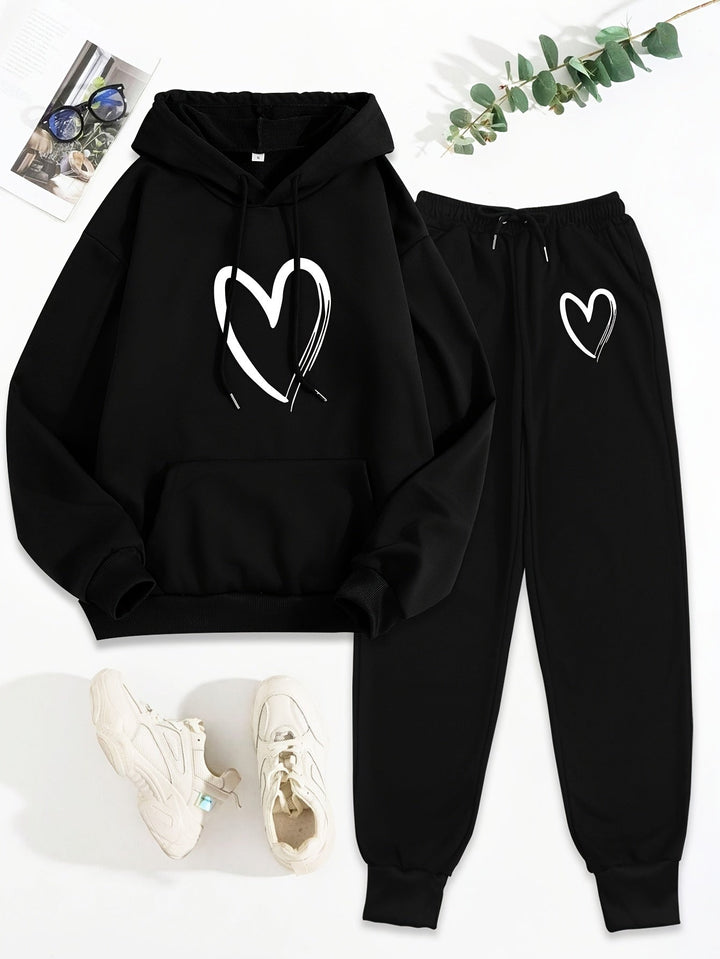 Casual cotton sweater & jogging pants with hood for women | Ideal for autumn/winter
