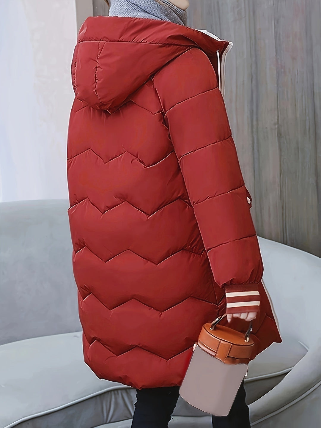 Modische warme Puffer-Winterjacke mit Kapuze für Damen | Perfekt für Winter