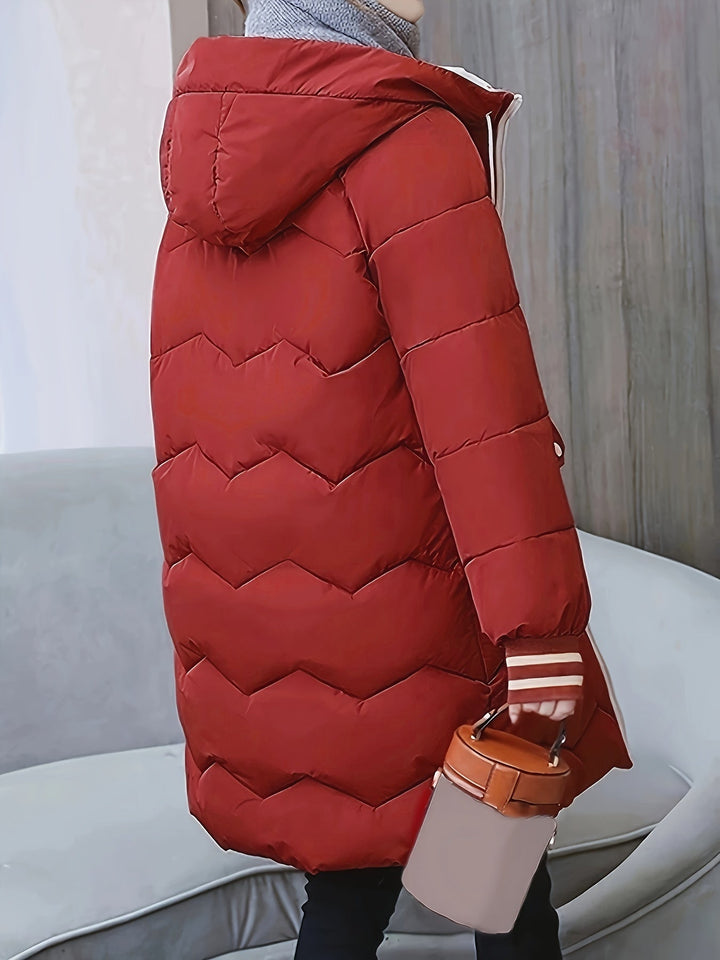 Modische warme Puffer-Winterjacke mit Kapuze für Damen | Perfekt für Winter