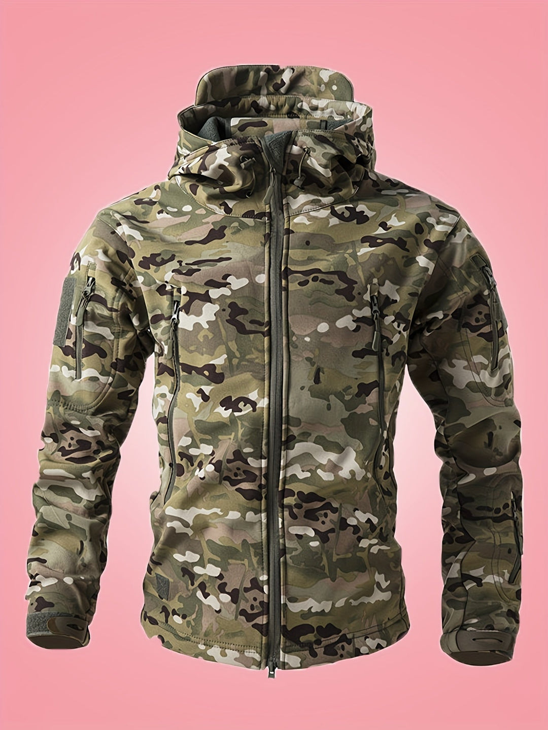 Coupe-vent militaire chaud camouflage avec poches zippées pour hommes | Parfait pour les activités de plein air