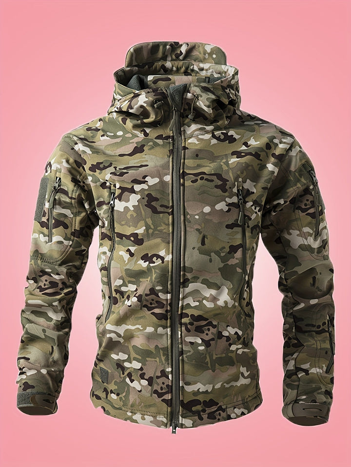 Coupe-vent militaire chaud camouflage avec poches zippées pour hommes | Parfait pour les activités de plein air