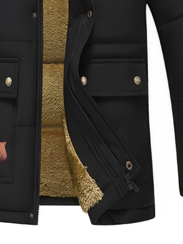 Veste d'hiver décontractée en polyester à capuche pour hommes | Parfaite pour les activités de plein air