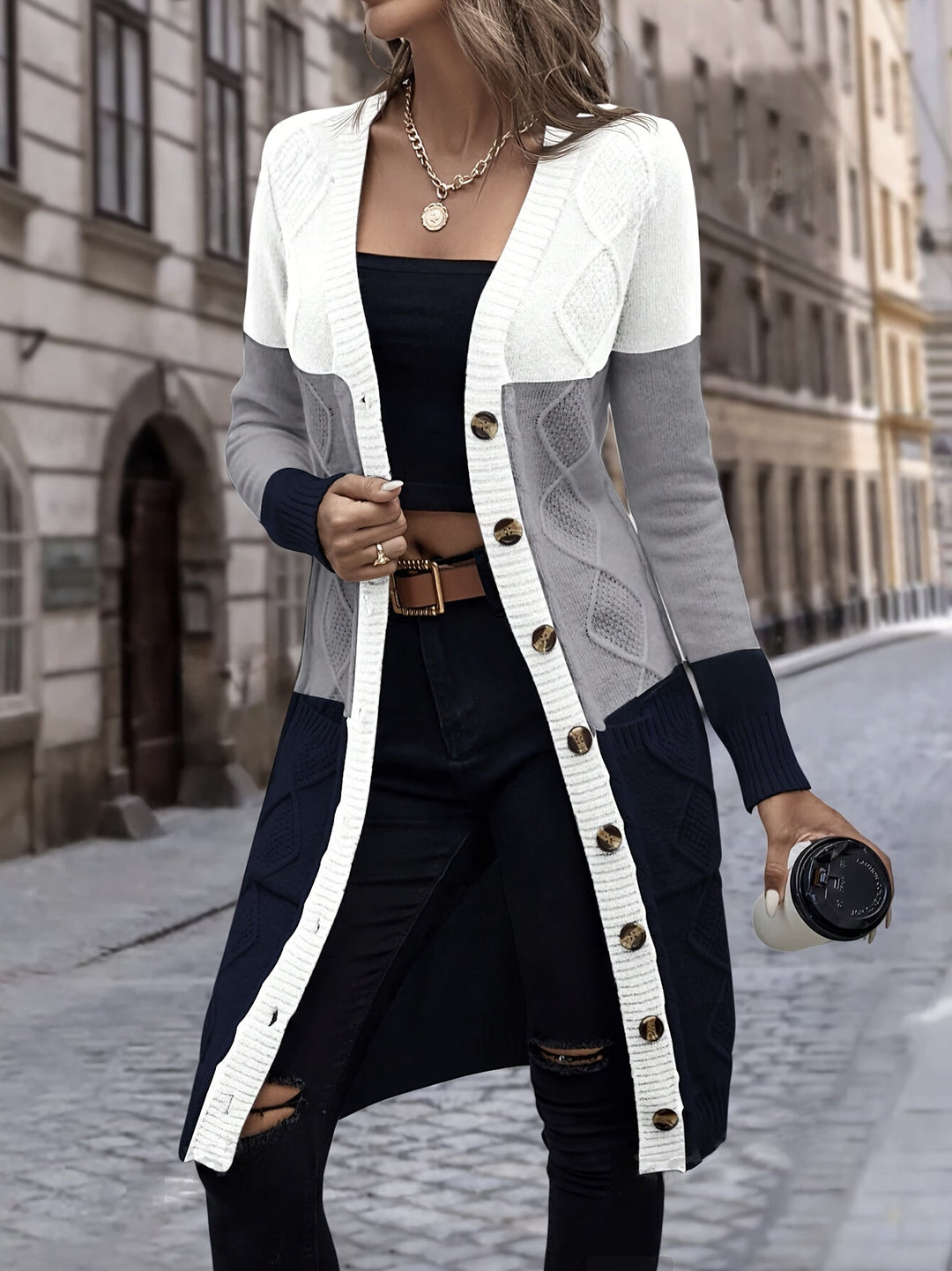 Stilvoller Ein-Knopf Woll Strickcardigan für Damen | Perfekt für den Alltag