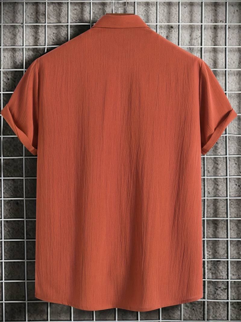 Chemise homme à manches courtes avec patte de boutonnage – Chemise d'été aérée en tissu structuré style décontracté