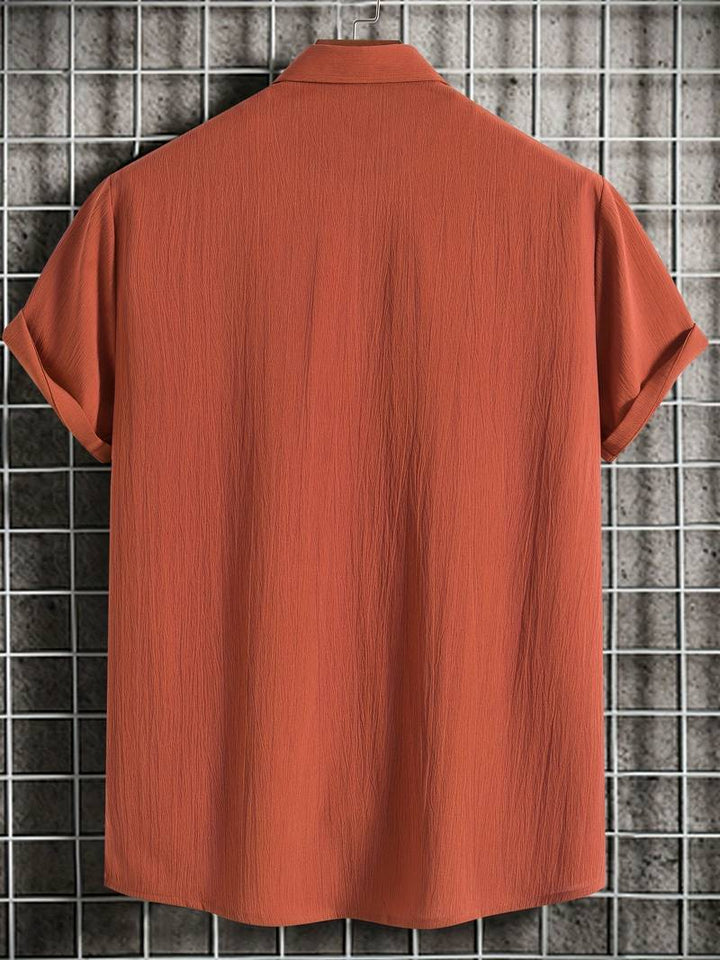 Chemise homme à manches courtes avec patte de boutonnage – Chemise d'été aérée en tissu structuré style décontracté