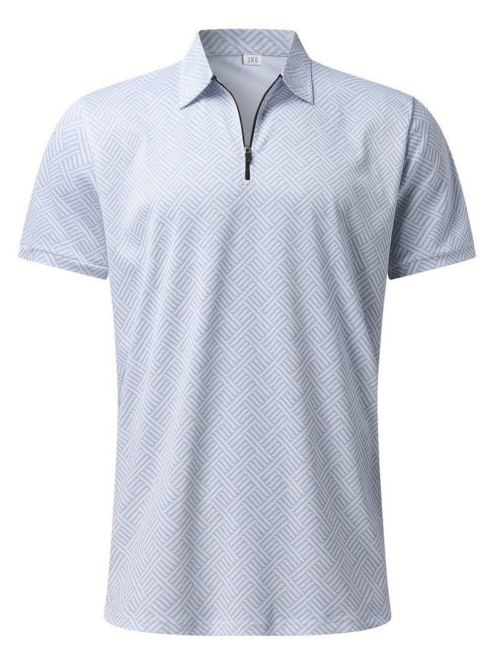 Herren Sommer Set mit Reißverschluss-Poloshirt & Shorts – Zweiteiliges Outfit mit Muster für Urlaub, Freizeit & Strand