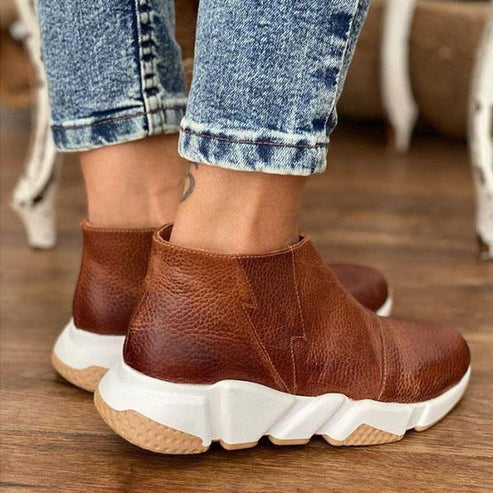 Elegante Flache Stiefeletten aus veganem Leder mit Reißverschluss für Damen | Ideal für den Alltag