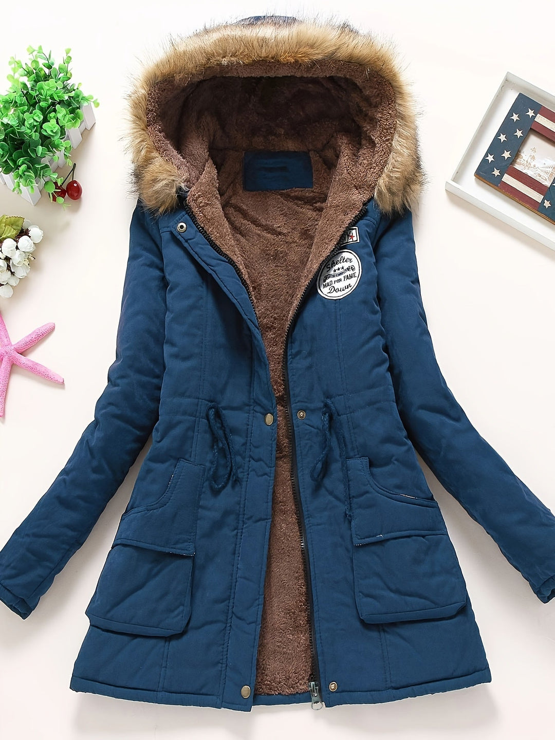 Elegante Lange Puffer Winterjacke mit Kapuze für Frauen | Perfekt für kalte Tage