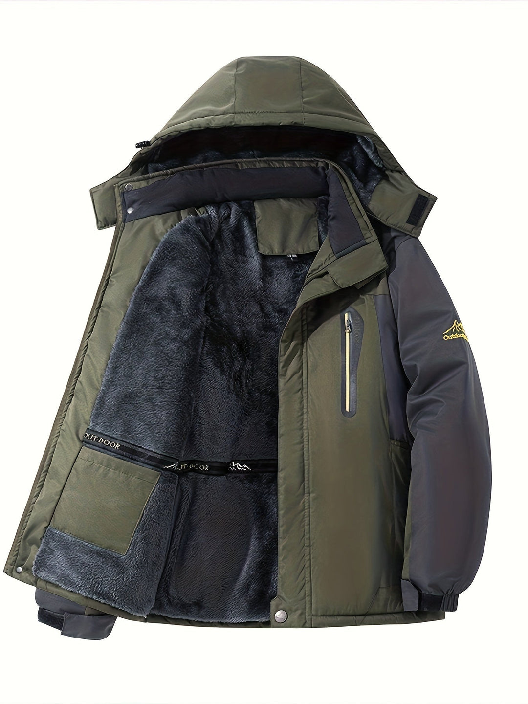 Veste d'hiver pour hommes avec poche à rabat en polaire à fermeture à bouton chaud | Parfait pour les activités de plein air