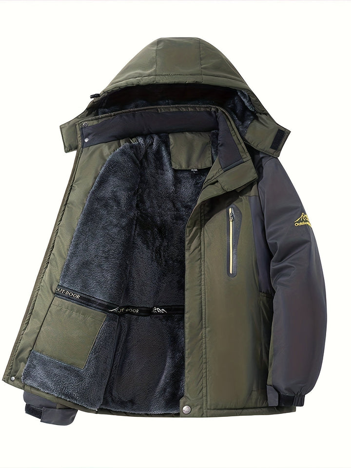 Veste d'hiver pour hommes avec poche à rabat en polaire à fermeture à bouton chaud | Parfait pour les activités de plein air