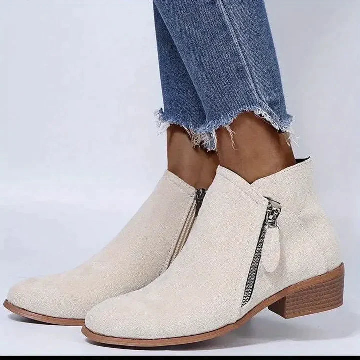 Lässige Wildleder Stiefeletten mit Reißverschluss für Damen | Perfekt für den Alltag