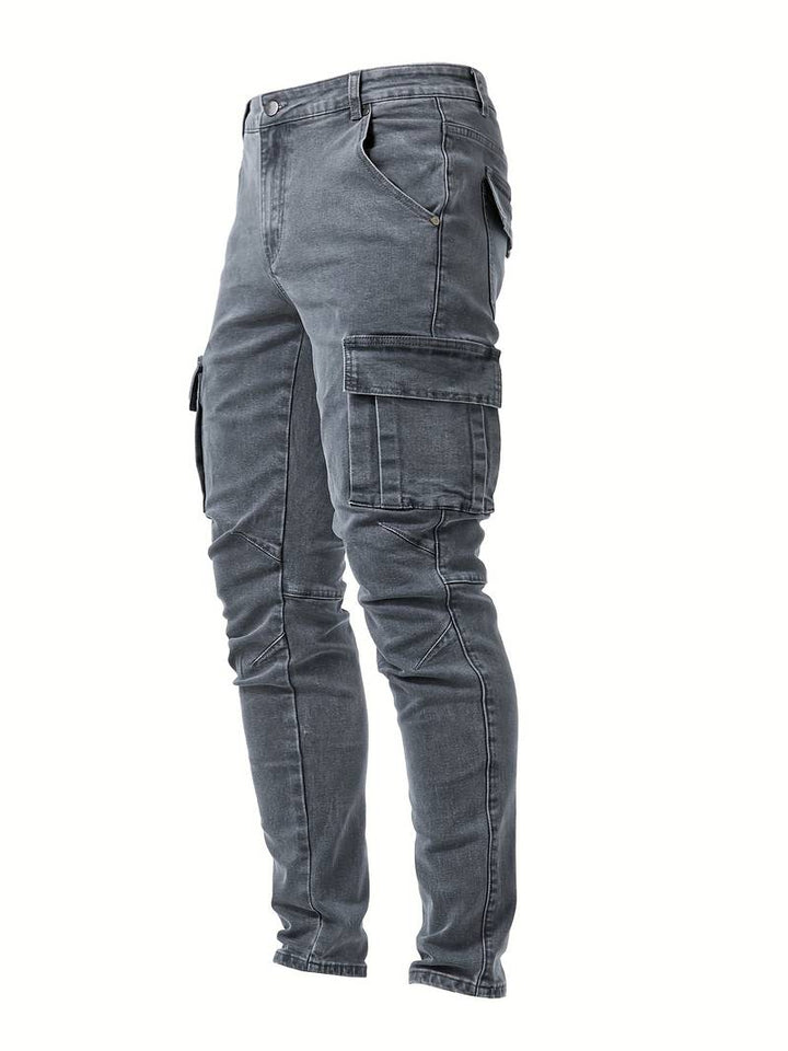 Herren Cargo Jeans Slim Fit mit Seitentaschen – Streetwear Hose für Freizeit & Alltag