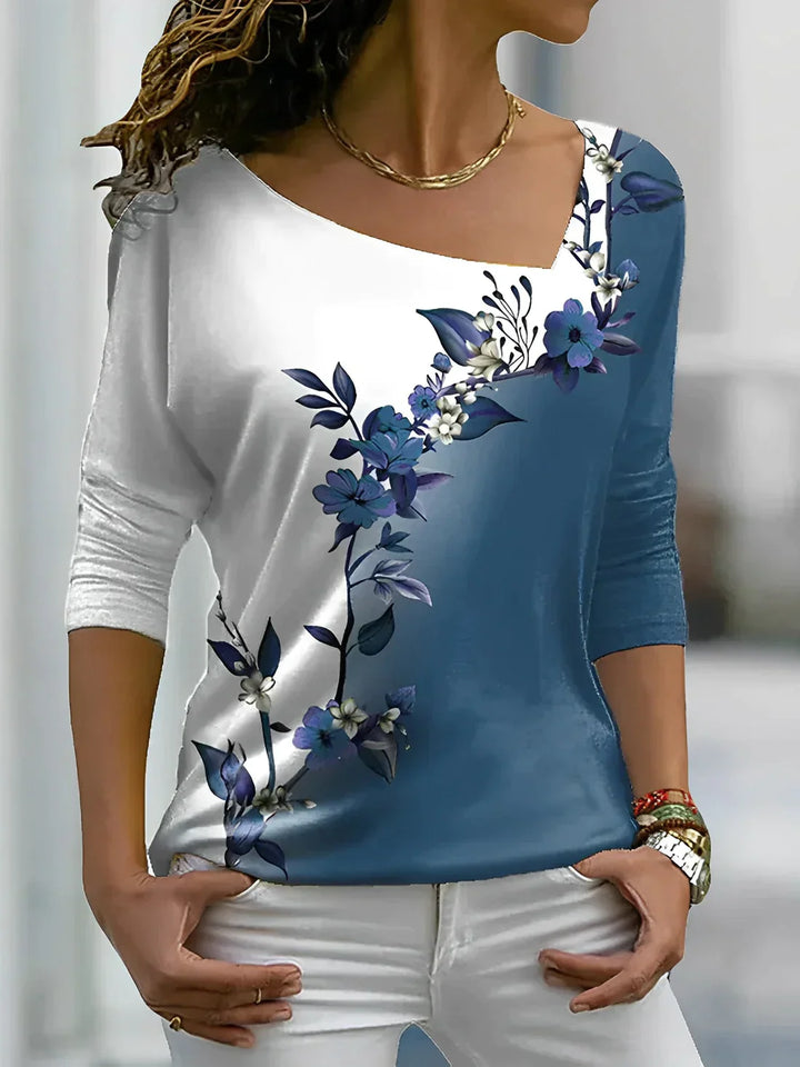 Octavia - Chemise artistique florale aux couleurs contrastées