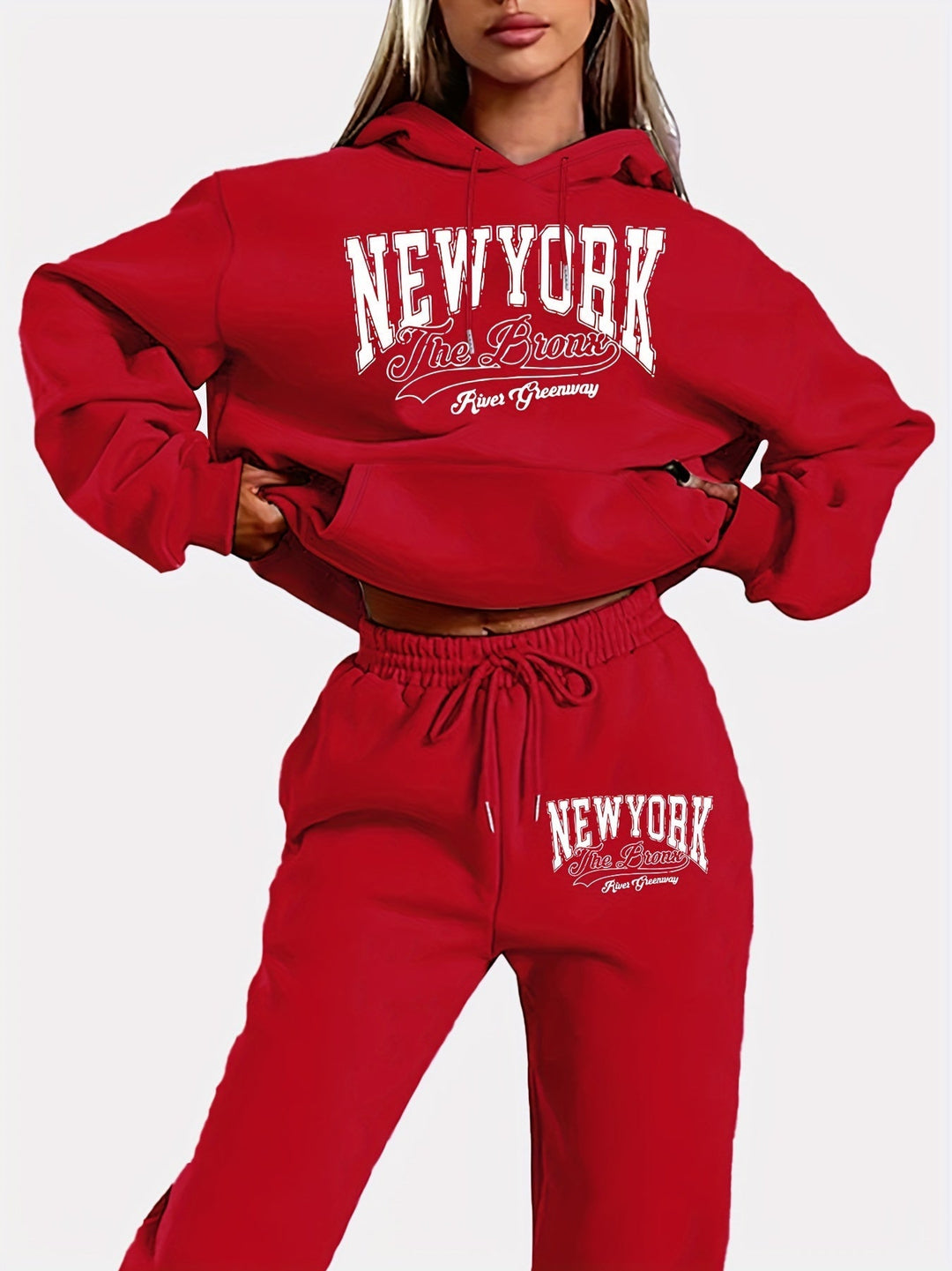 Sweat à capuche décontracté avec cordon de serrage & pantalon de jogging pour femmes | Idéal pour automne/hiver