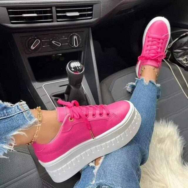 Francine Plateau-Sneaker – Baskets à plateforme à la mode et confortables avec semelle épaisse pour streetwear et usage quotidien