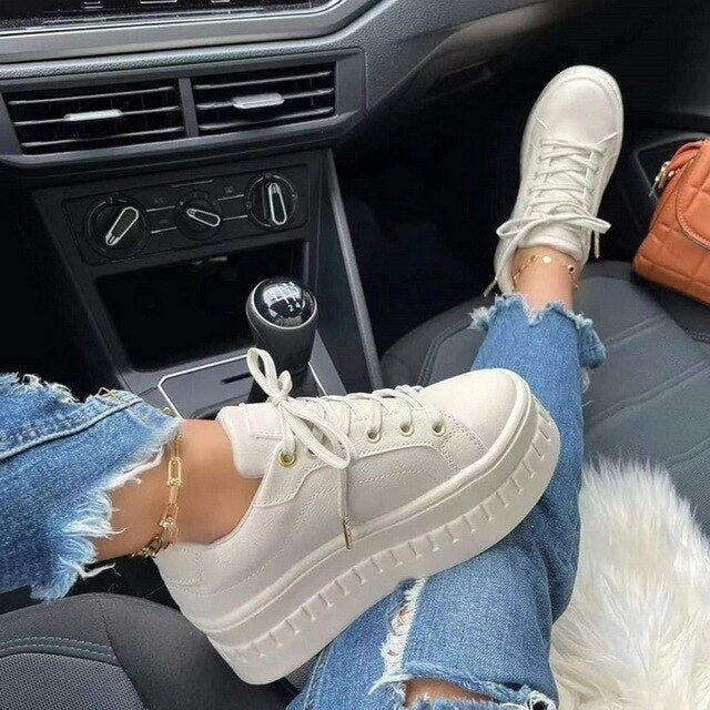 Francine Plateau-Sneaker – Baskets à plateforme à la mode et confortables avec semelle épaisse pour streetwear et usage quotidien
