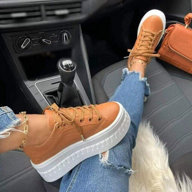 Francine Plateau-Sneaker – Baskets à plateforme à la mode et confortables avec semelle épaisse pour streetwear et usage quotidien