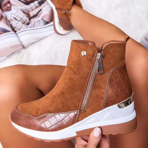 Casual Stiefeletten aus veganem Leder mit Absatz und Reißverschluss für Damen | Perfekt für den Alltag