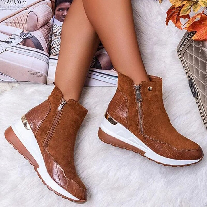 Casual Stiefeletten aus veganem Leder mit Absatz und Reißverschluss für Damen | Perfekt für den Alltag