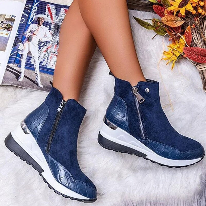 Casual Stiefeletten aus veganem Leder mit Absatz und Reißverschluss für Damen | Perfekt für den Alltag