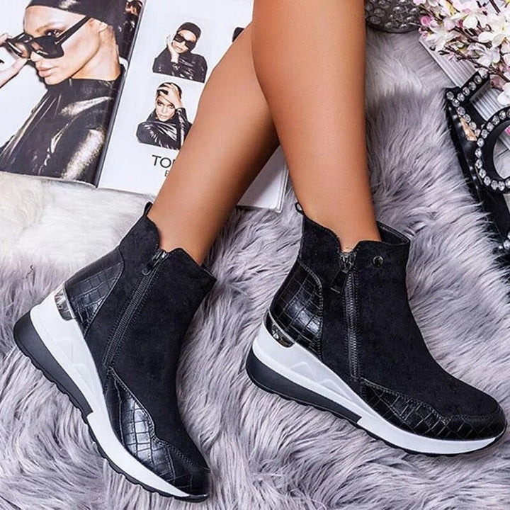 Casual Stiefeletten aus veganem Leder mit Absatz und Reißverschluss für Damen | Perfekt für den Alltag